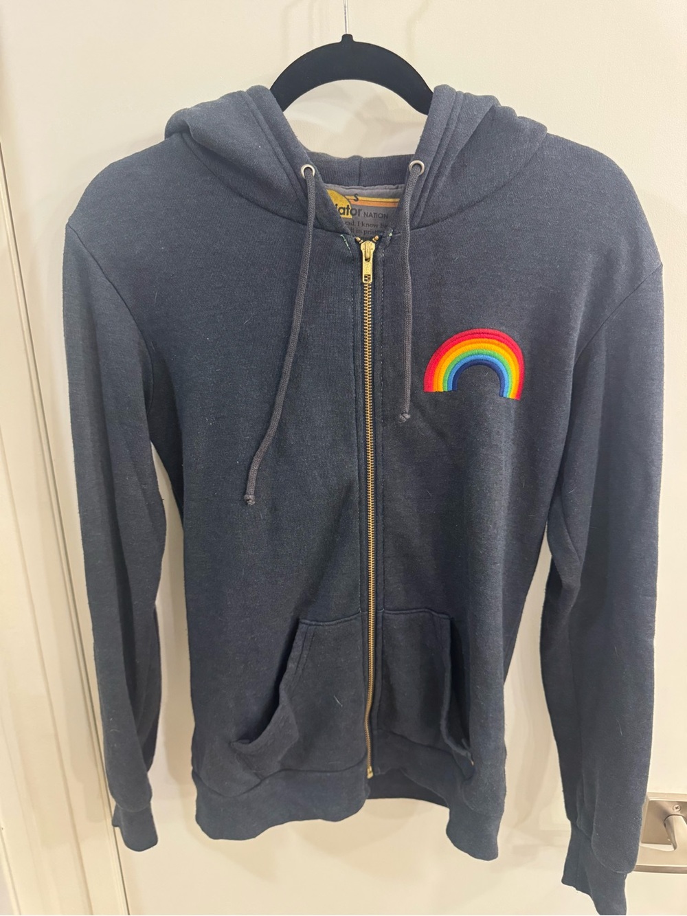 Aviator Nation Rainbow Navy Zip Hoodie small